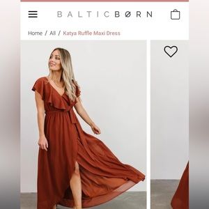 Rust Baltic Barn Bridesmaid Katya Ruffle Maxi Dress